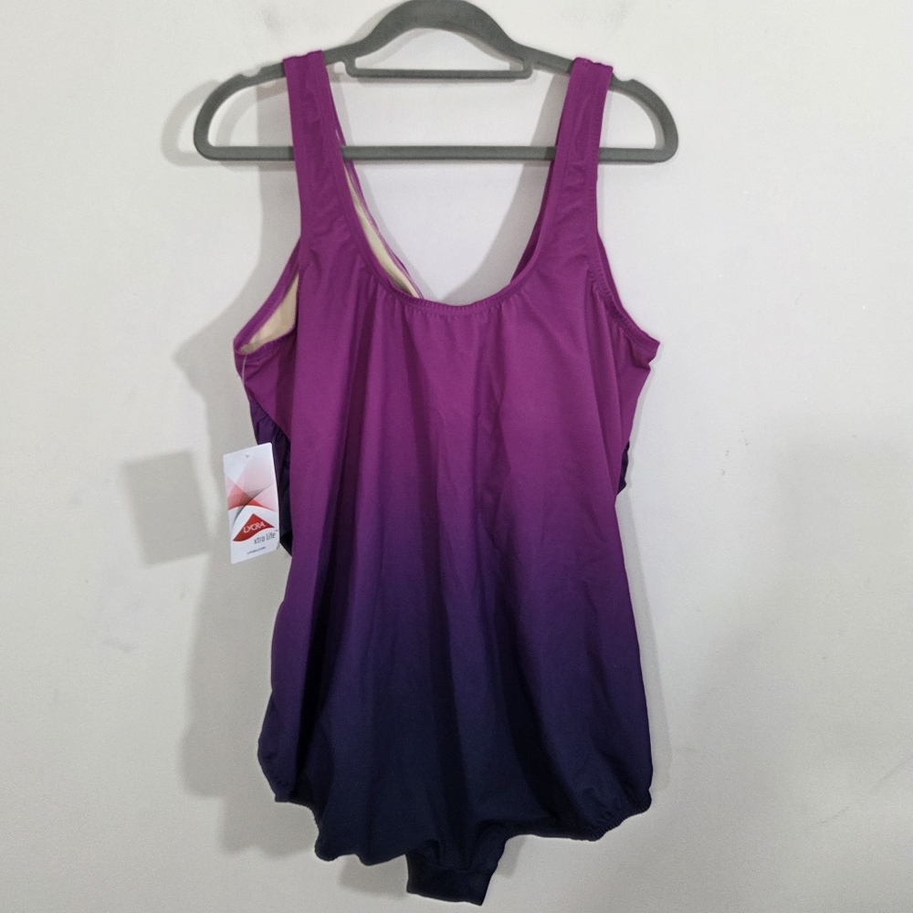 NWT Lands End SlenderSuit Swimsuit One Piece Ombre Purple Size 18W DDD F Shaping - Picture 7 of 11